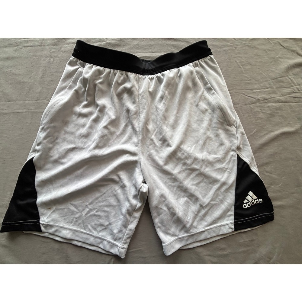Adidas Primegreen Mens Athletic Shorts White Black Size Large Mesh Gym Training - Picture 1 of 10